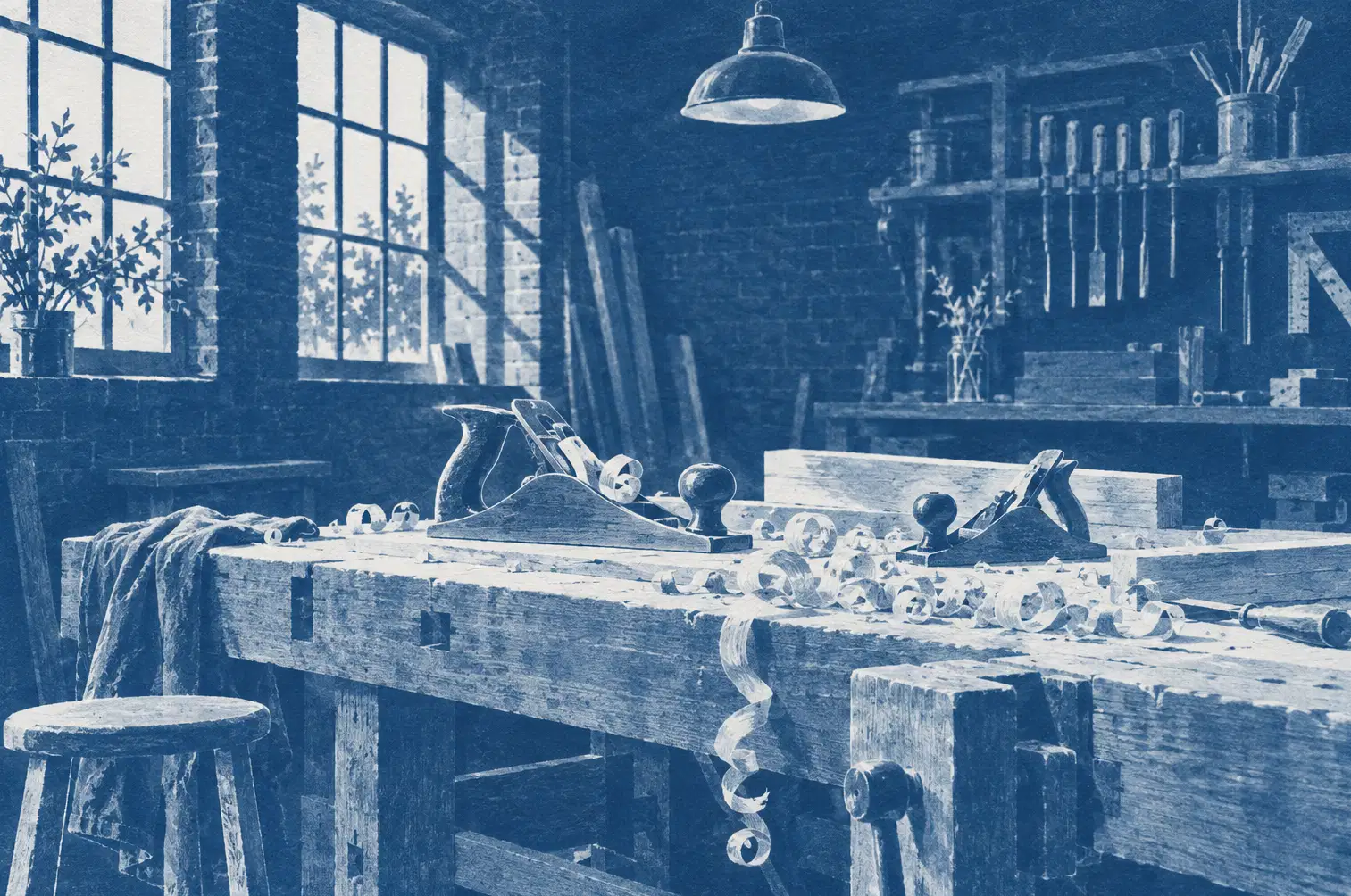 Illustration of woodworking businesses and their working space